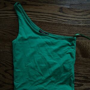 Stradivarius one shoulder green top